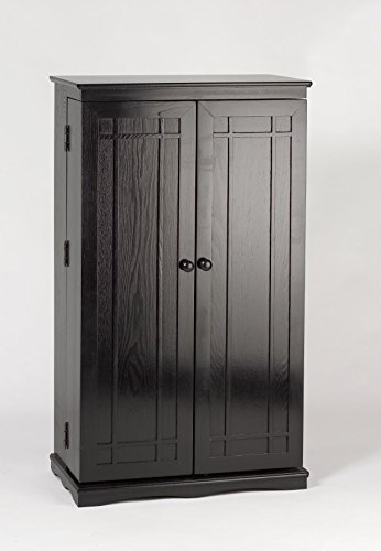 Leslie Dame Solid Oak Multimedia Storage Cabinet with Classic Mission Style Doors, Espresso
