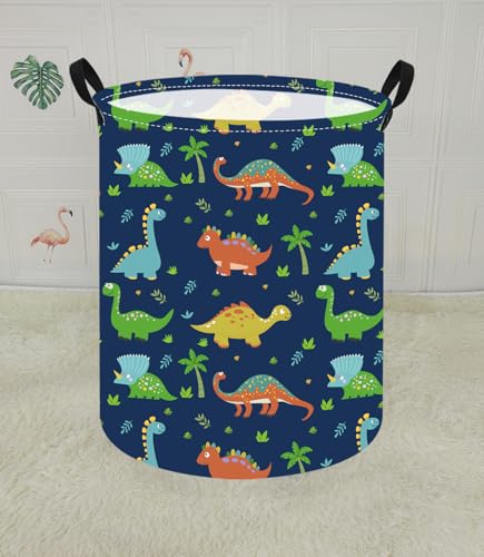 Image of Dinosaur Kids Laundry Hamper Clothes Gift Basket Storage Laundry Baskets Organizer Bin with Handles for Nursery Room