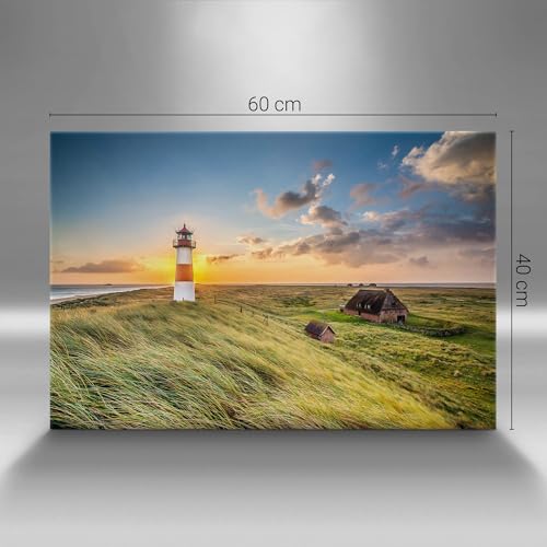 Peinture sur Toile d'art mural de haute précision motif Phare de Sylt format horizontal