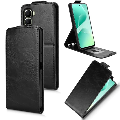 Étui en cuir Infinix Hot 60 5G clapet magnétique noir pour smartphone X6726B au quotidien