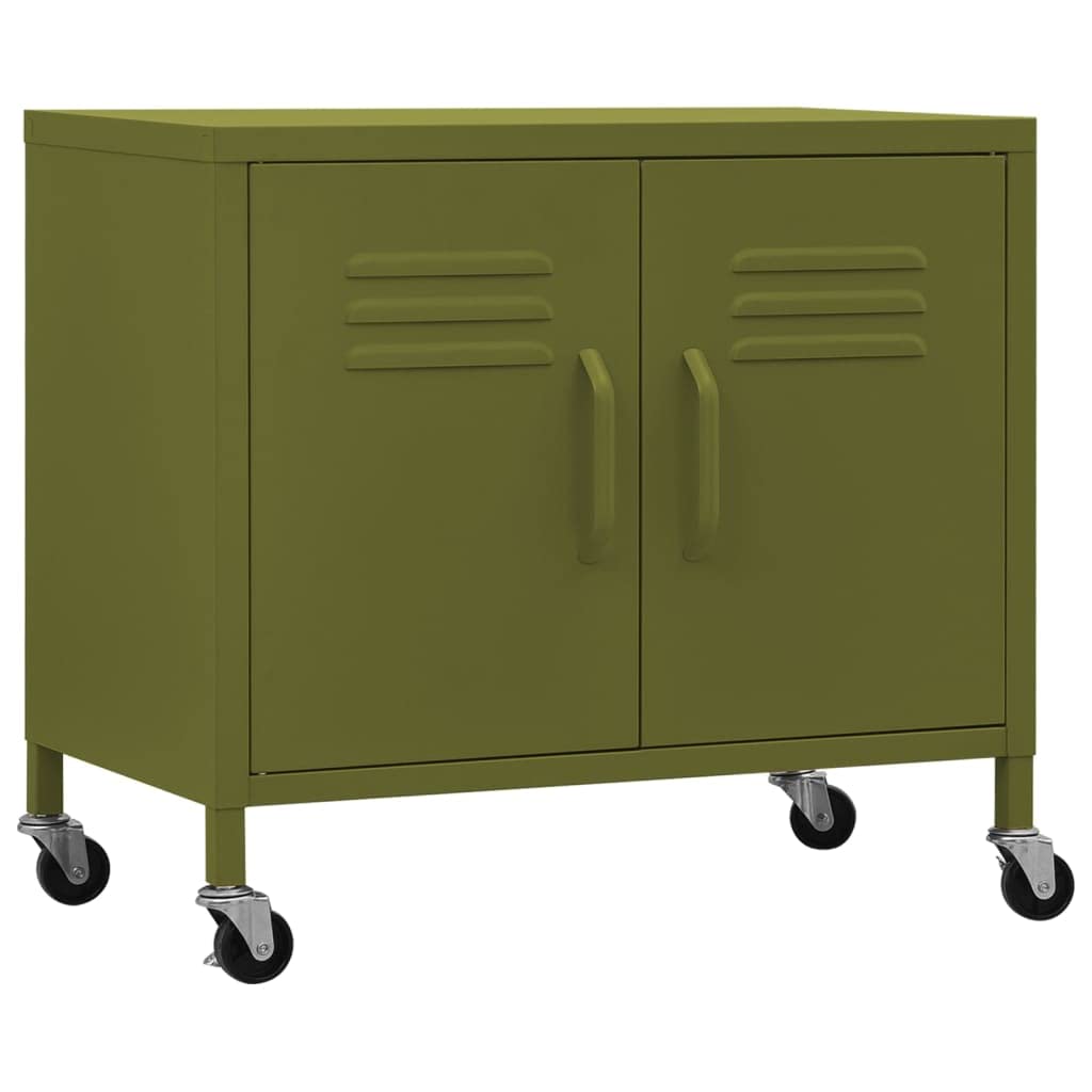 vidaXL Storage Cabinet Home Living Room Office Bedroom Furniture Sideboard Cupboard Bookcase Display Book Storage Cabinet Olive Green Steel