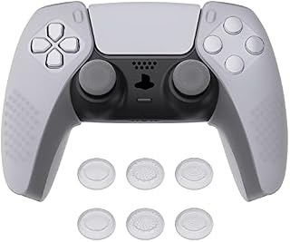 playvital Guardian Edition Black Ergonomic Soft Controller Silicone Case Grips for ps5, Rubber Protector Skins with Thumbstick Caps for ps5 Controller  Compatible with Charging Station