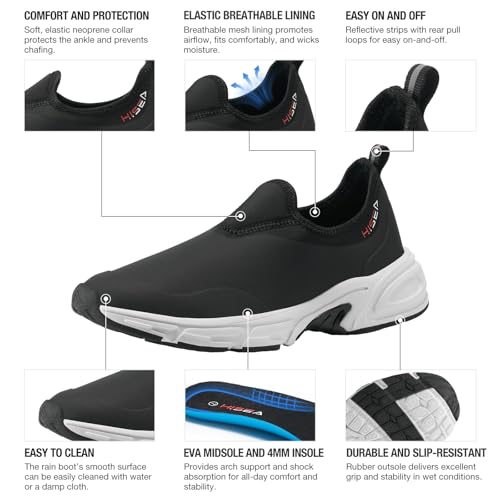 HISEA Womens Ankle Rain Shoes Neoprene Waterproof Garden Shoes for Women Fashion Walking Shoe4