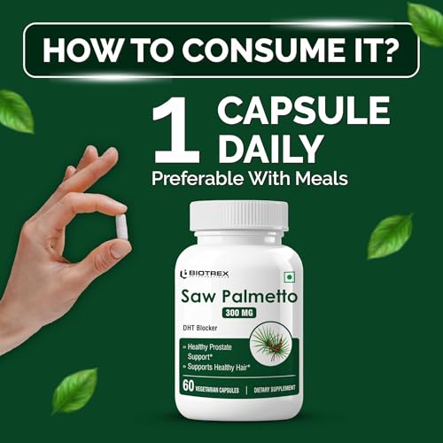 Biotrex Nutraceuticals Saw Palmetto 300mg | Prostate Health & Urinary Support | Hair Growth | DHT Blocker | Advanced Natural Source Supplement With 45% Fatty Acids | 60 Veg Capsules — Saw Palmetto Supplements - image 6