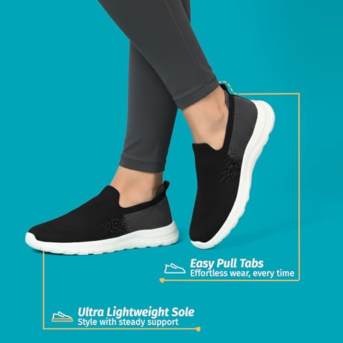Image of YOHO Knitted Slip-Ons for Women | Lightweight, Stylish & Casual Without Lace Sneakers for Woman | Extra Soft Insole & Shock Absorbing, Walking Loafer Shoes for Ladies SOS-113