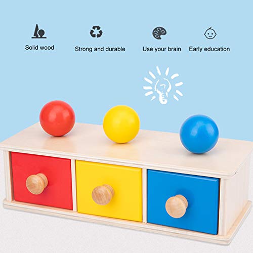 Allsor Dreifarbiger pädagogischer Spaß-Baby-Ballkasten aus Holz, Imbucare-Box, für(Dreifarbige Kugelschublade) – Bild 3