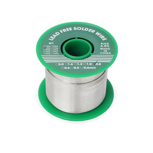 Etain a Souder, Fil de Soudure Sans Plomb 0.8mm 250g, Mince à Noyau Avec Flux de Colophane, Sn99%-Ag0.3%-Cu0.7%, Bobine d'étain à Souder pour Soudure la électrique