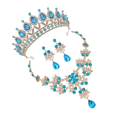 Bisutería para Novia Azul de Alta Gama con Collar y Pendientes de Pedrería Fina