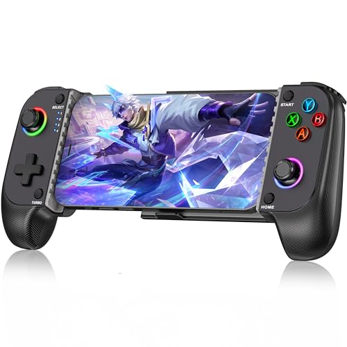 HASACOOL Controlador de móvil para iPhone/Android, Controlador Bluetooth para Smartphone con Joystick de Efecto Hall/Luz RGB, Compatible con Xbox Cloud/Steam Link/GeForce Now/MFi Apple Arcade/Roblox