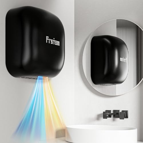 1400W Commercial Hand Dryers, Automatic High Speed Hand Dryer Machine with Auto-Infrared Sensor&Smart Temp Control, Air Wiper Compact Hand Dryer for Home, Bathrooms, Restaurants, Hotels, Black