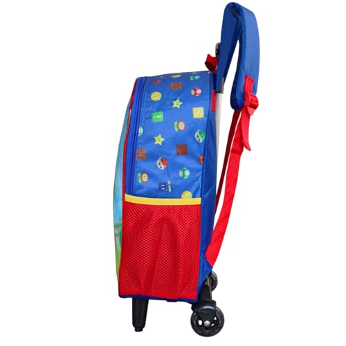 Mochila Escolar Infantil Meninos Do Mario World Super Com Rodinhas