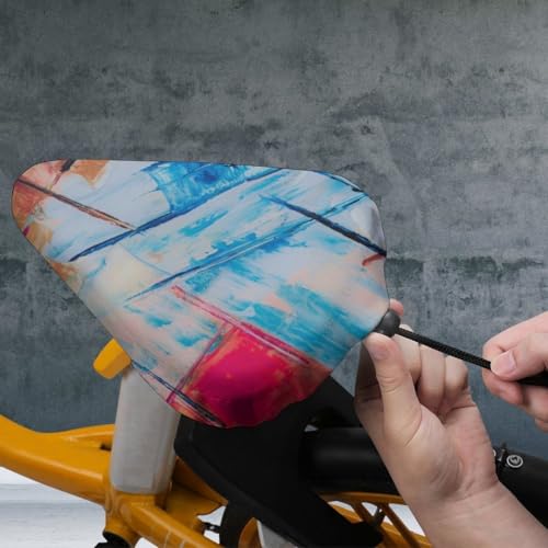 Mateju Fundas para Sillín de Bicicleta Impermeables con Grafiti Abstracto Moderno 3D, Fundas Asiento de Bicicleta con Cordón Ajustable, Antipolvo Protector de Lluvia para Sillín (Azul Cielo)