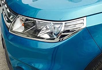 / 2Pcs ABS Chrome Car Front Headlight Lamp Cover Trims Bezel Frame Emblems for Suzuki Vitara 2015-2019