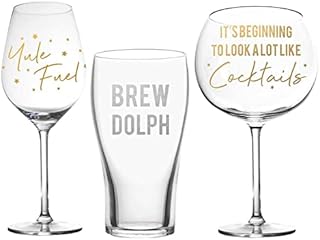 Christmas Drinking Glass Stickers, Pack of 24 | Vinyl Decals for Wine Glasses, Bottles, Cups and Mugs | Party Decoration and Gift Idea (Fizz The Season - Silver)