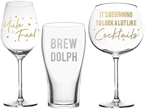 Christmas Drinking Glass Stickers, Pack of 24 | Vinyl Decals for Wine Glasses, Bottles, Cups and Mugs | Party Decoration and Gift Idea (Fizz The Season - Silver)
