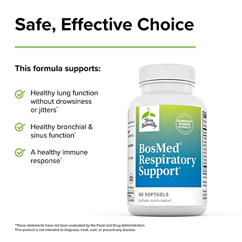 Terry Naturally Bosmed Respiratory Support - 375 Mg Boswellia Complex, 60 Softgels - Lung, Bronchial & Sinus Function Support Supplement - Non-Gmo, Gluten-Free - 60 Servings #TOP3