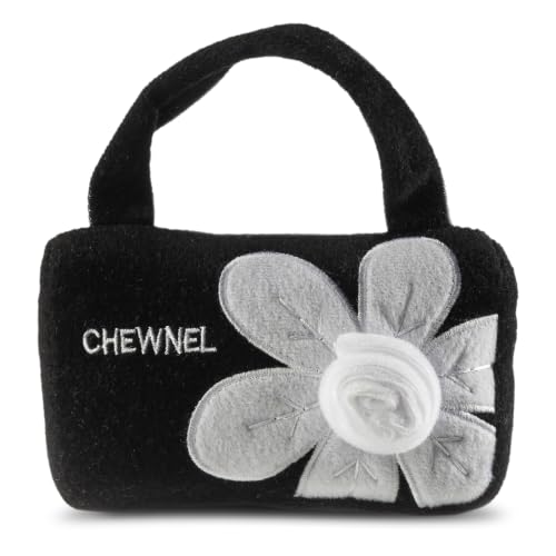 Dog Diggin Designs Chewnel Fleur Blanche Plush Dog Toy Purse | Luxury-Inspired Parody Designer Floral Handbag with Squeaker, Soft Plush Fashion Dog Toy – Haute Couture Purses & Handbags