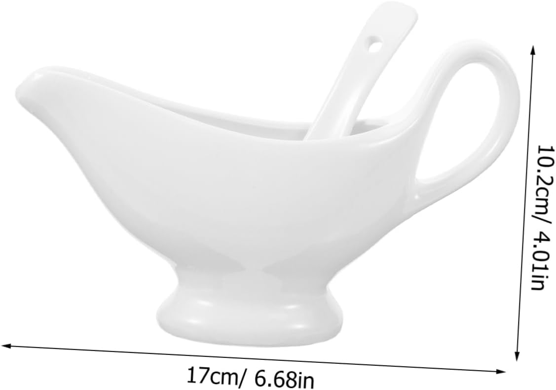 2pcs Ceramic Steak Gravy Bucket Pitcher Lid Sauce Boat Milk Pitcher Condiment Bowl