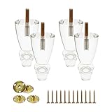 Geesatis Premium 4 inch Clear Acrylic Furniture Legs (Set of 4) - Lucite Clear Design for Sofa, Coffee Table, Desk, Cabinet, Bed, Ightstand, Dresser & DIY Upgrades - Includes Mounting Plates & Screws