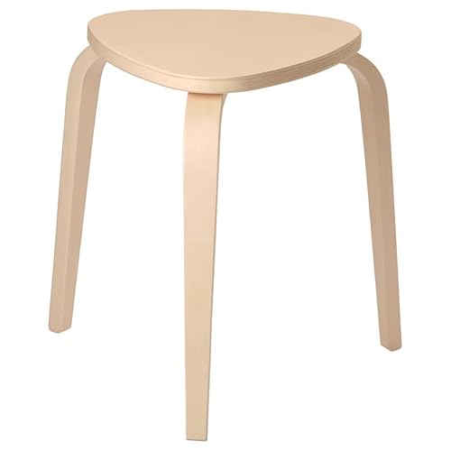 Stackable 3-Legged Stool – Compact Triangular Seat, Bent Wood Design, 45 cm Height for Extra Seating or Side Table Use