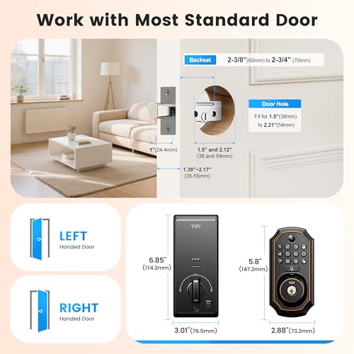 Keyless Entry Door Lock with Camera Electronic Smart Lock Fingerprint Keypad Deadbolt with Code, App Remote Control, Auto Unlock, Wi-Fi Connected, Doorbell for Front Door thumbnail 8