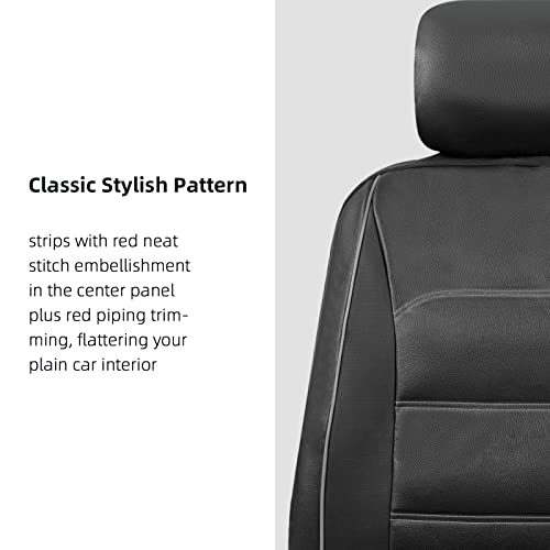 TOYOUN Classic Car Seat Covers Front Pair Luxury Leather Look Universal Front Seat Cover for Sedan Van Trucks MPV 2 PC Seat Protectors, Gray - Image 5
