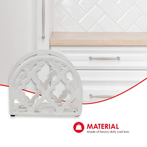 Home Basics Porta-guardanapos de ferro fundido da Lattice Collection (Branco)