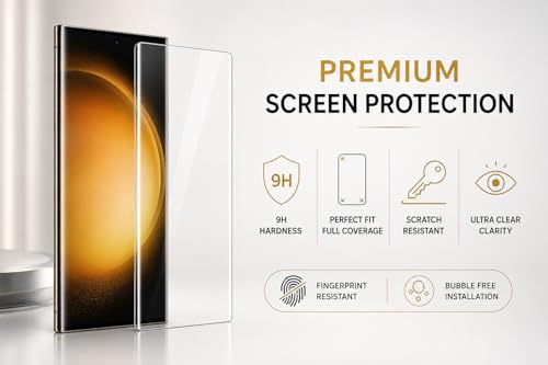 Image of Tempered Glass for Samsung Galaxy S23 Ultra (6.8 Inch) with Installation Kit | 9H Edge to Edge Screen Protector | Anti Scratch