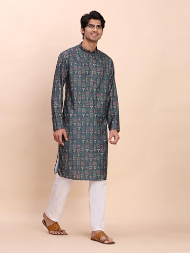 Image of Pro-Ethic Style Developer Men's Cotton Printed Kurta Pajama Set Traditional Outfit | Mandarin Collar (E-129)