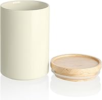 Vista 83 de SWEEJAR – Recipiente de cerámica para almacenamiento de alimentos, recipientes apilables con tapa hermética de madera para servir café molido, té