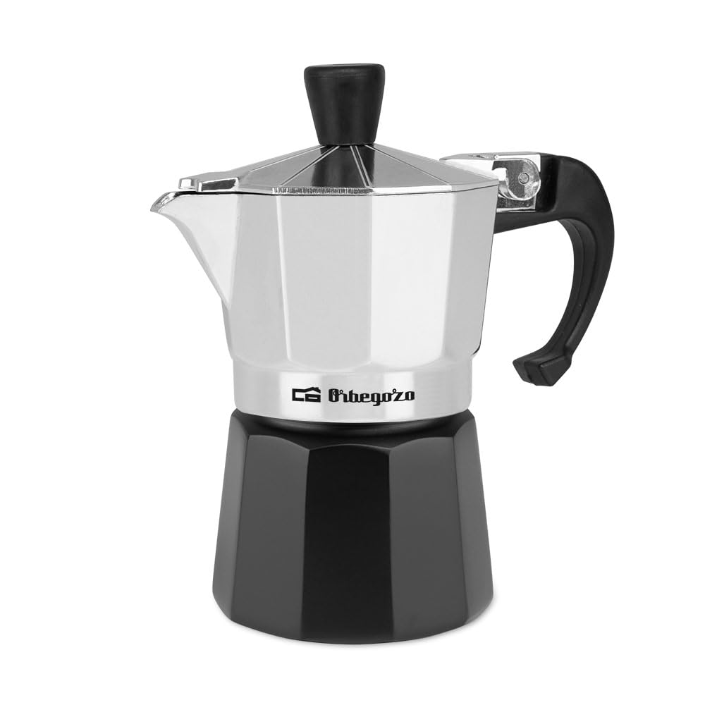 Orbegozo KFM 130 Italian Coffee Maker, 1 Cup, Suitable for Gas, Ceramic and Electric Hobs, Ergonomic Handle, Safety Valve, Black