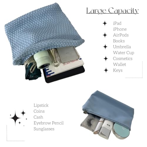 Image of Vegan Leather Hand Woven Tote Handbag Shoulder Bag and Woven Purses Large Shopper Bag for Women