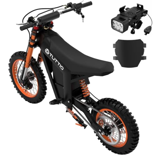 Image of Tuttio Soleil01 Electric-Dirt-Bike for Adults Teens, 3000W 37-40MPH 200NM Electric-Motorcycle with 48V 21AH Battery, 14 inch /12 inch Fat Tire Ebike Full Hydraulic Brakes For Mountain Off-Road(Orange)