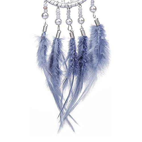 Dream Catcher Handmade Car Interior Rearview Mirror Dangle 2.8" Diameter (Dusty Blue) #TOP6
