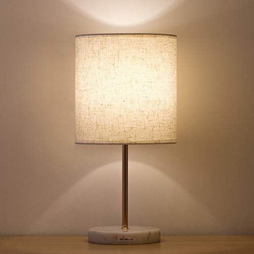 Preisvergleich Produktbild HAITRAL Tischlampe,Kleine Nachttischlampe Kleine Nachttischlampe mit Marmorsockel, Lampe für Schlafzimmer, Büro, Mädchenzimmer