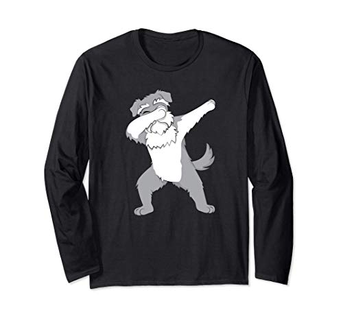 Dabbing schnauzer dog Dab Funny Gift idea for men women kids Manga Larga