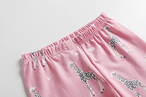 Myfav Girl Pajamas Cotton Sleepwear Pink Giraffe Short Sleeve And Printing Pants Girls' Pajamas Set Night Clothes, 10Y #TOP5
