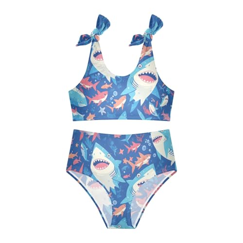 KLL Ocean Shark Masco Girls Two Piece Bikini Sets Quick-Dry Swimsuits Swimming Suits Adjustable Strap3