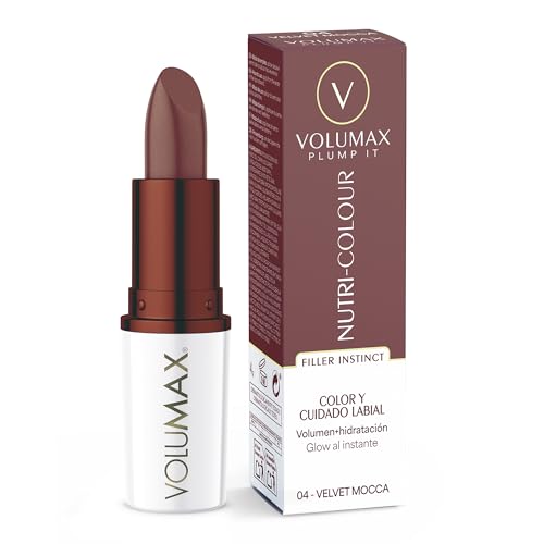 Volumax Plump It Nutri‑Colour Tratamiento 3-1 | Volumen Natural Progresivo | Tratamiento Antiedad | Instinto rellenador natural | Tripéptido 1 y ácido hialurónico reticulado | Tono Velvet Mocca 04 | 4g