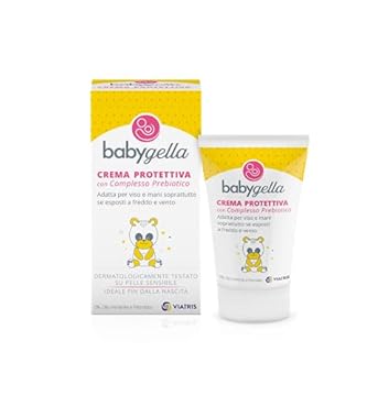 Babygella Crema Protettiva, Crema Viso Neonato con Burro di Karité e Olio di Crusca di Riso, Azione Protettiva e Nutriente, Confezione da 50 ml