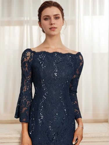 A-Line Off Shoulder Elegant Vintage Mother of The Bride Dress Luxurious Wedding Party Gown Lace Sequin Dress 20254