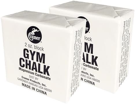 Cramer Gym Chalk Block, 2-Pack of 2 oz, Magnesium Carbonate for Powerlifting, Rock Climbing, Gymnastics, Crossfit, Weightlifting & Bouldering, Use in Chalk Balls & Bags, Superior Grip