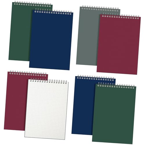 Lot de 6 carnets quadrillés 140 pages à double spirale pour notes