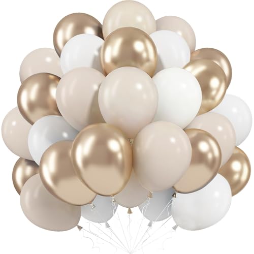 Balões champanhe ouro branco, 60 peças champanhe ouro bege balões de aniversário, 12 polegadas bege branco ouro balão de festa para aniversários, casamento Baby Shower batizo aniversário