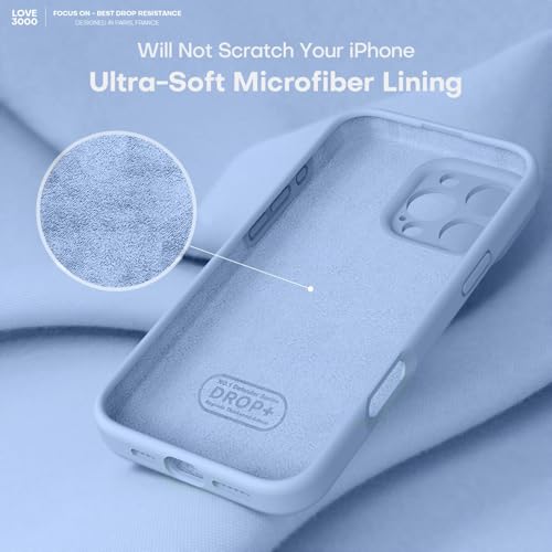 Image of LOVE 3000 Designed for iPhone 16 Pro Max Case, Premium Silicone with [Soft Anti-Scratch Microfiber Lining] Shockproof Protective Phone Case for Men Women Girls 6.9 inch, Light Blue