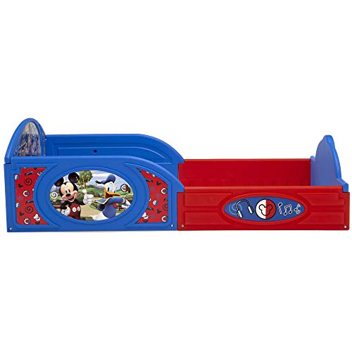 Image of Delta Children - Mickey Mouse Plastic Sleep and Play Toddler Bed with Attached Guardrails