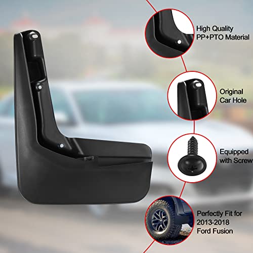 Image of BDFHYK Mud Flaps Splash Guards 4PCS Front & Rear Side Mud Guards Compatible with Ford Fusion 2013-2018 Without OEM Fender Flares