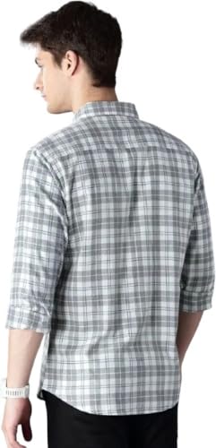 Image of U TURN Men's Cotton Casual Printed Stylish Shirt for Men Plus Size Shirt for Men (SDN-Grey-White-Check-XXL PT)