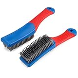 2 Pezzi Spazzola Metallica, 16 cm Spazzola Ferro per Ruggine Manuale, Manico in Gomma Brosse Metallique, Spazzola di Ferro per Pulire Macchie di Olio Dalla Griglia, Macchie di Olio, Polvere di Vernice