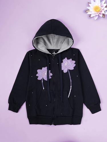 Image of KiddoPanti Boys Solid Cotton Full Sleeve Zip-Up Front Open Hooded Sweatshirt